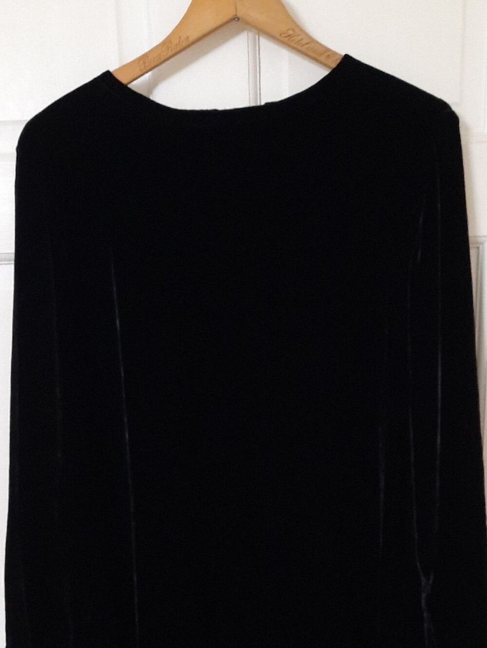 Eileen Fisher Black Velvet Long-Sleeve Shift Dress - Picture 4 of 11